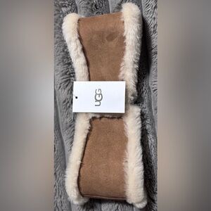 UGG Womens Suede Leather Sheepskin Reversible Headband Chestnut S/M BRAND NEW~